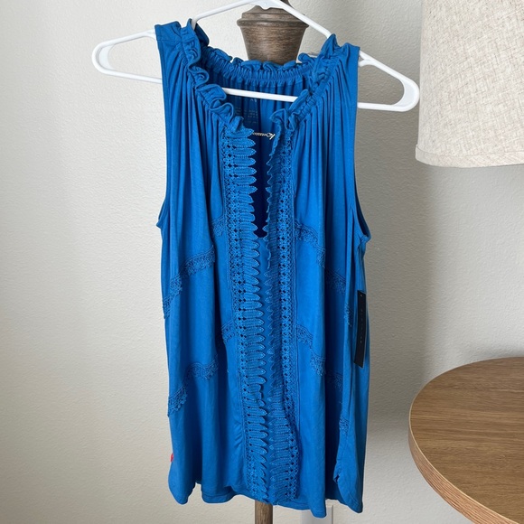 Elie Tahari Tops - Elie Tahari Royal Blue Ruffled Tank Top